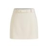Womens Mini Skirts Solid High Waisted with Belt & Pockets Workwear