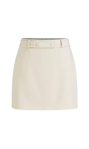 Womens Mini Skirts Solid High Waisted with Belt & Pockets Workwear