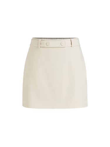 Womens Mini Skirts Solid High Waisted with Belt & Pockets Workwear