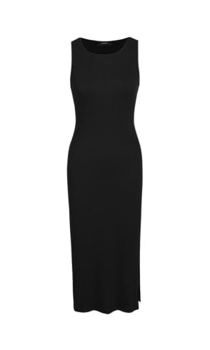 Bodycon Dress Midi Dress Sleeveless Dress Crew Neck Knit Fabric Slim Fit Tank Dresses