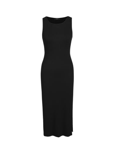 Bodycon Dress Midi Dress Sleeveless Dress Crew Neck Knit Fabric Slim Fit Tank Dresses
