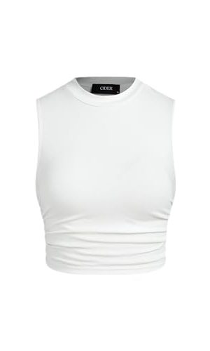 Crop Tops for Women Mimi Cuttrell Basic Sleeveless Ruched Going Out Summer Casual Ribbed Tank Top