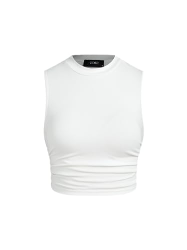 Crop Tops for Women Mimi Cuttrell Basic Sleeveless Ruched Going Out Summer Casual Ribbed Tank Top