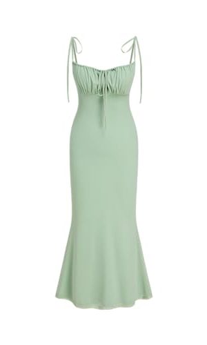 Women's Summer Floral Maxi Dress Spaghetti Strap Sleeveless Bodycon Ruched Mesh Dresses 2025 Trendy
