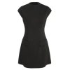 High Neck Solid Zipper Mini Dress