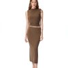 Women's Sleeveless Tie Shoulder Tank Top & Midi Skirt Elegant Set