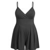 Plus Size Rompers For Curvy Women V Neck Sleeveless Spaghetti Strap Wide Leg Shorts Overalls Jumpsuit Summer Outfits