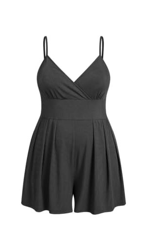 Plus Size Rompers For Curvy Women V Neck Sleeveless Spaghetti Strap Wide Leg Shorts Overalls Jumpsuit Summer Outfits