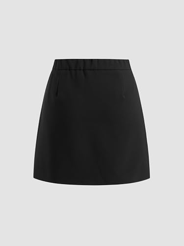 Mini Skirt for Women Trendy High Waist Slit Hem