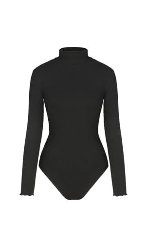 Long Sleeve Body Suits for Women - Mock Turtleneck Solid Going Out Tops Stretchy Bodysuit Jumpsuit Winter Spring
