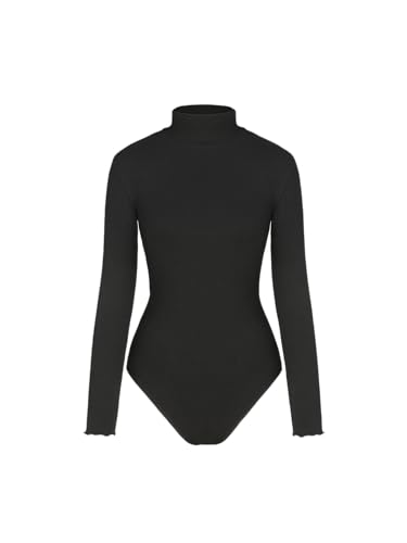 Long Sleeve Body Suits for Women - Mock Turtleneck Solid Going Out Tops Stretchy Bodysuit Jumpsuit Winter Spring
