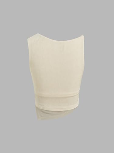 Tank Tops for Women Asymmetrical Neck Sleeveless Ruched Knit High Stretch Fit Trendy Tops
