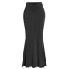 High Waist Skirts for Women Mermaid Skirt Fishtail Ruched Bodycon Long Maxi Skirt Lettuce Trim Stretchy