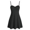 Mini Dress V Neck Sleeveless Bodycon Strappy High Waist Party Dress Flared A Line Short Dresses