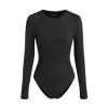 Women Long Sleeve Crew Neck Slim Fit Bodysuits Going Out Tops 2025 Casual Outfits