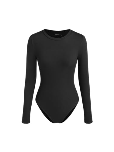 Women Long Sleeve Crew Neck Slim Fit Bodysuits Going Out Tops 2025 Casual Outfits
