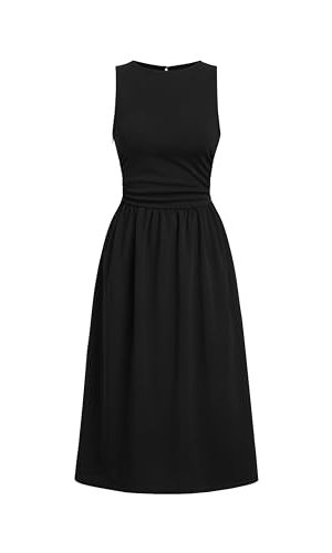 A Line Dress Womens Sleeveless Cocktail Party Midi Elegant Dresses with Pockets