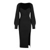 2 Piece Sweater Dresses for Women Winter Slit Long Sleeve Womens Midi Dress Pullover Bodycon Wedding Guest Outfits