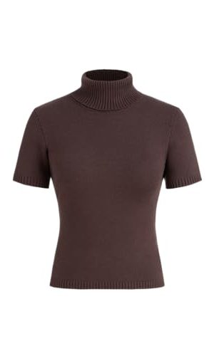 Women’s Short Sleeve Turtleneck Tops Cute Knit Slim Fit Sweater Blouses Basic Tee