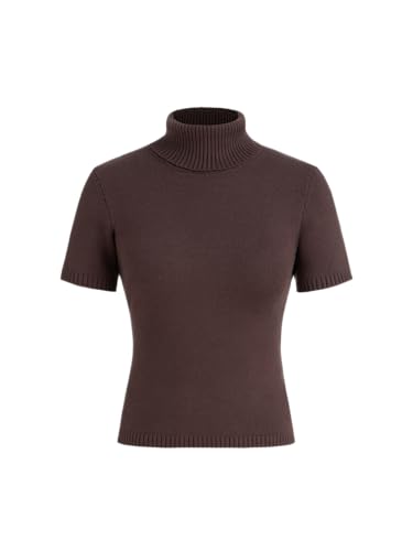 Women’s Short Sleeve Turtleneck Tops Cute Knit Slim Fit Sweater Blouses Basic Tee