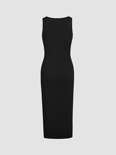 Bodycon Dress Midi Dress Sleeveless Dress Crew Neck Knit Fabric Slim Fit Tank Dresses