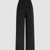 Solid High Waist Pleated Wide Leg Trousers