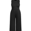 Plus Size Jumpsuits For Curvy Women Crew Neck Sleeveless Elegant Wide Leg Jumpsuits Dressy Casual Summer Outfits