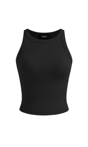 Womens Cotton Tank Tops Sleeveless Ribbed Basic Shirt Summer Crew Neck Racerback Shirts
