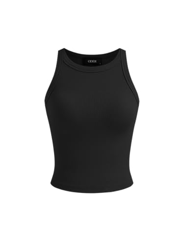 Womens Cotton Tank Tops Sleeveless Ribbed Basic Shirt Summer Crew Neck Racerback Shirts