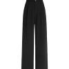 Solid High Waist Pleated Wide Leg Trousers