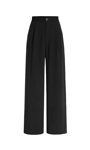 Solid High Waist Pleated Wide Leg Trousers