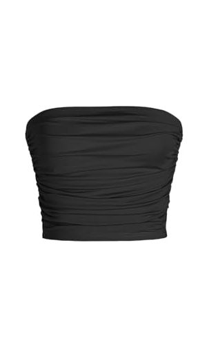 Tube Top for Women Strapless Ruched Sexy Going Out Basic Bandeau Crop Tops Summer Outfits