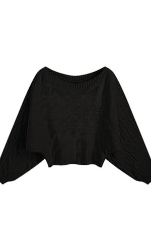 Women’s Boat Neck Dolman Sleeve Knit Sweater Fall Trendy Sweater Pullover Tops Jumper