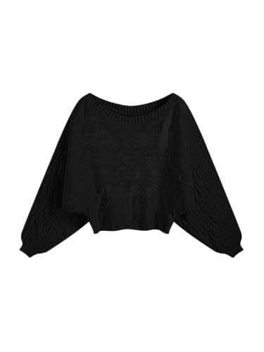 Women’s Boat Neck Dolman Sleeve Knit Sweater Fall Trendy Sweater Pullover Tops Jumper