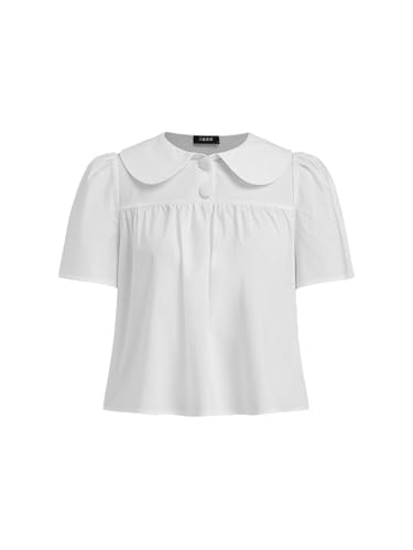 Women's Summer Tops Short Sleeve Cute Cotton Blouse
