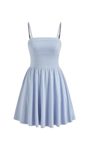 Women's Gingham Mini Dress for Summer Plaid Dresses Flowy Trendy Sun Dress