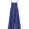 Women Casual Loose Long Bib Pants Wide Leg Jumpsuits Baggy Cotton Rompers Overalls with Pockets PZZTYP2