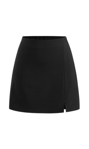 Mini Skirt for Women Trendy High Waist Slit Hem