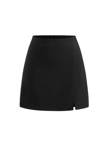 Mini Skirt for Women Trendy High Waist Slit Hem