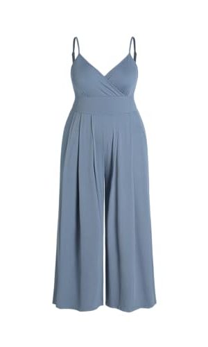 Plus Size Jumpsuits For Curvy Women V Neck Sleeveless Spaghettis Strap Wide Leg Overalls Casual Summer Outfits