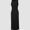 Bodycon Dress Midi Dress Sleeveless Dress Crew Neck Knit Fabric Slim Fit Tank Dresses