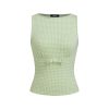 Women's Sleeveless Tank Tops Gingham Cute Bow Summer Tops