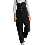 Women's Corduroy Casual Bib Overalls Loose Tapered Jumpsuits Adjustable Straps Rompers Fall Outfit with Pockets PC9