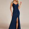 Women's V Neck Bodycon Sleeveless Split Maxi Evening Dresses 01888