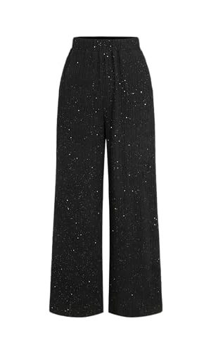 Glitter Pants for Women Wide Leg High Waist Sequin Pants Party Sparkle Night Out Pants