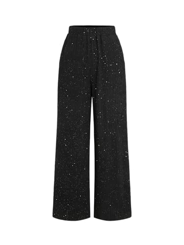 Glitter Pants for Women Wide Leg High Waist Sequin Pants Party Sparkle Night Out Pants