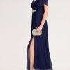 Women's Cap Sleeves Mother of The Bride Dresses Rhinestone Chiffon Maxi Formal Evening Dresses 02400
