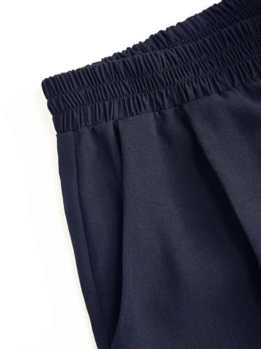 Solid High Waist Pleated Wide Leg Trousers