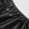 Womens Satin Dress Sleeveless Spaghetti Strap V Neck Ruched Side Slit Semi Formal Party Club Dresses