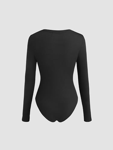 Women Long Sleeve Crew Neck Slim Fit Bodysuits Going Out Tops 2025 Casual Outfits